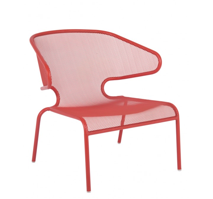 Maze Stacking Lounge Chair - E-Coated, And Powder Coated Micro-Mesh Steel - Grenadine