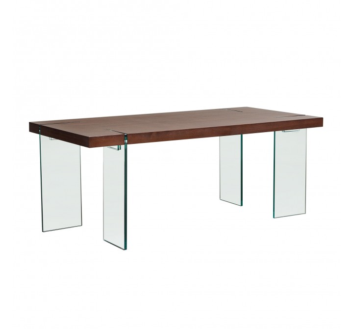 Diamond Sofa Rectangle Dining Table with Glass Leg - White Lacquer or Java Veneer Top - 10% off SALE!