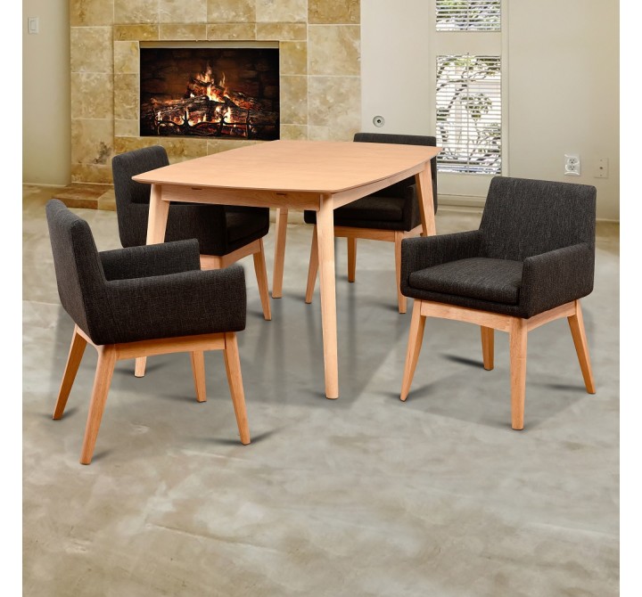 Midtown Concept Ruby 5 Piece Liqurice Rectangular Dining Set - Lifestyle