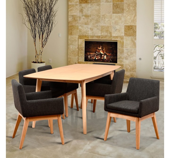 Midtown Concept Ruby 7 Piece Liqurice Rectangular Dining Set