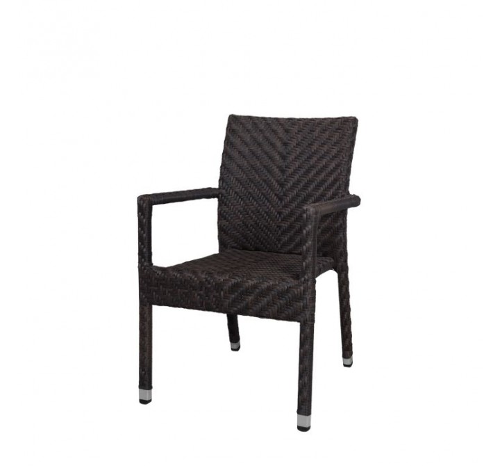 Miami Dining Arm Chair - Espresso Wicker - Angled