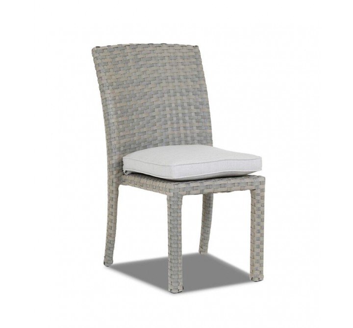 Majorca Armless Dining Chair with Cushions in Cast Silver 