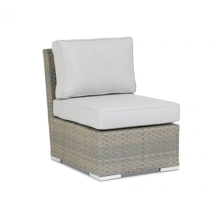 Majorca Armless Club Chair with Cushions in Cast Silver 