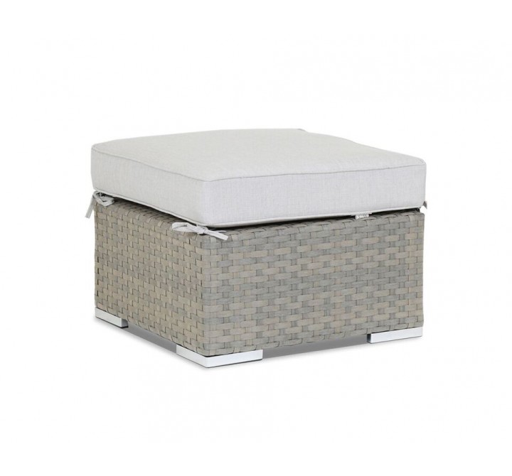 Majorca Ottoman with Cushion in Cast Silver