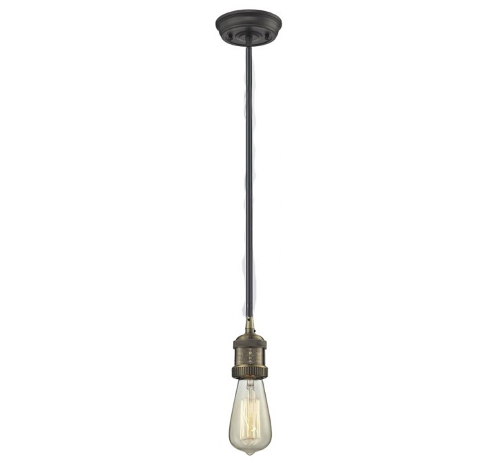 Bare Bulb Stem Pendant - Black/Brushed Brass