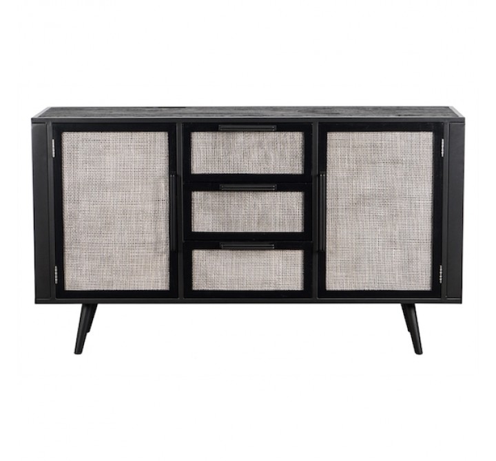 NovaSolo Nordic Smooth Boat Wood & Iron Buffet 2 Doors 3 Drawers