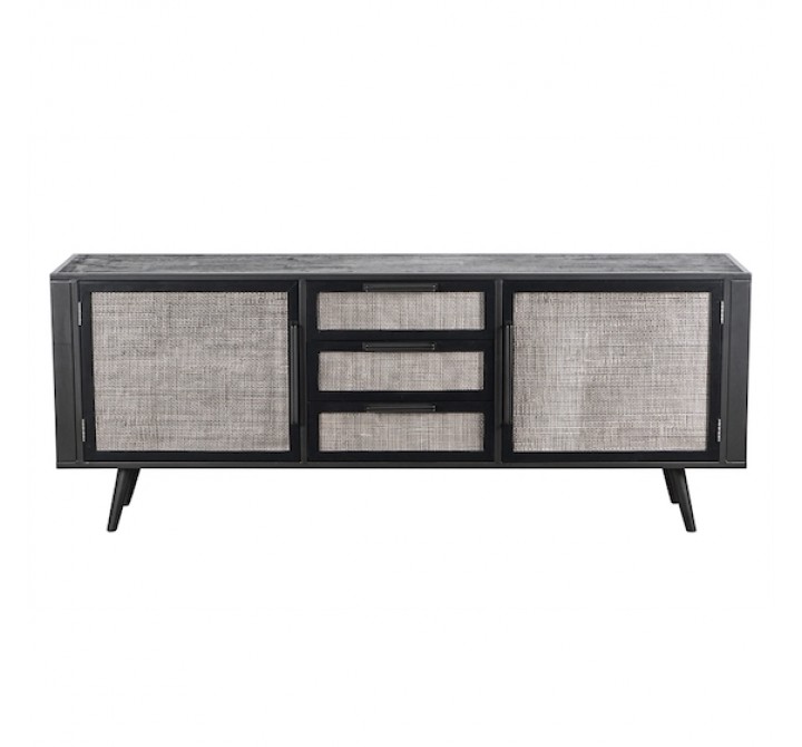 NovaSolo Nordic Smooth Boat Wood & Iron Buffet 2 Doors 3 Drawers