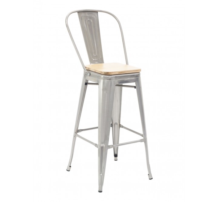 Industrial Barstool - Clearcoat & Solid Colors - White Seat plate