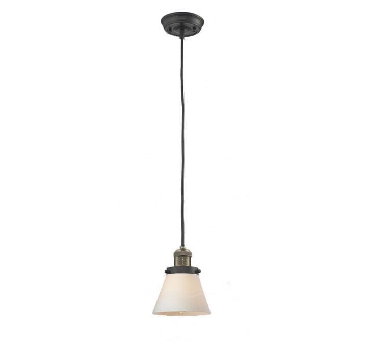 Glass Pendant With 10 Feet Cord - Black/Brushed Brass - Matte White Cased Glass