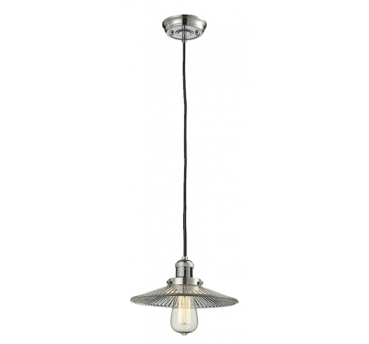 Glass Pendant With 10 Feet Cord - Polished Nickel - HALOPHANE GLASS