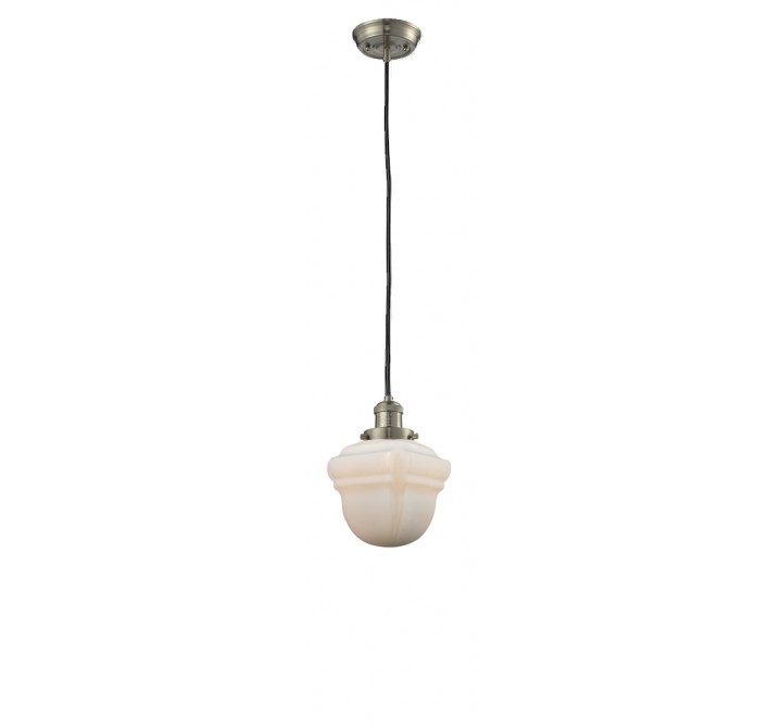 Glass Pendant With 10 Feet Cord - Satin Brushed Nickel - WHITE GLASS