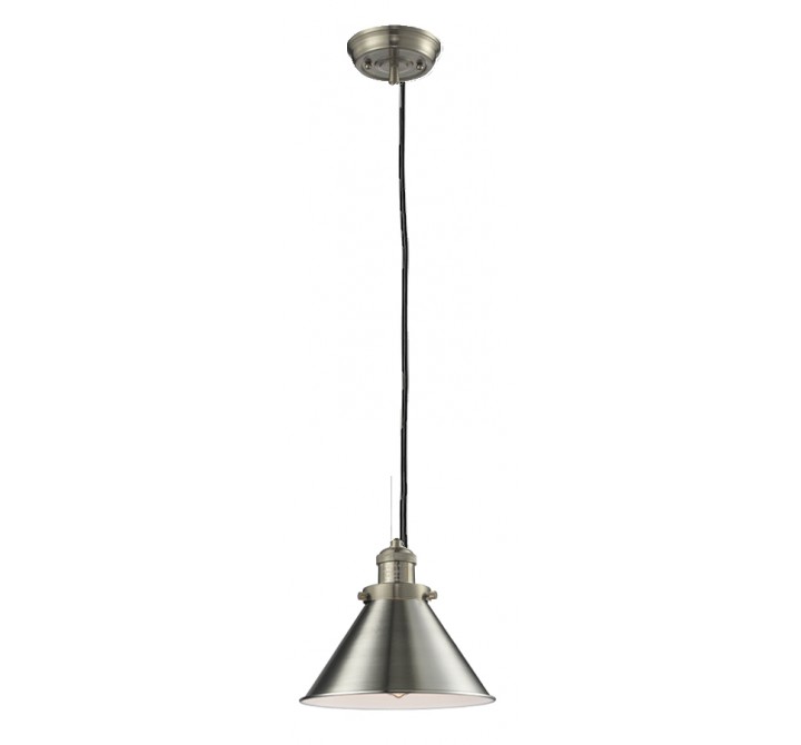 Metal Shade Pendant With 10 Feet Cord - Satin Brushed Nickel - METAL SHADE