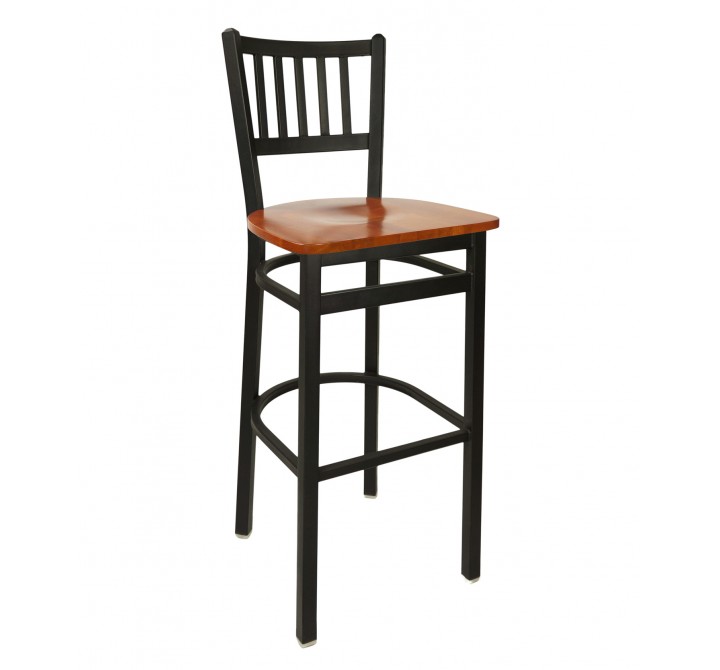 Troy Slat Back Barstool With Steel Frame And Sand Black Finish