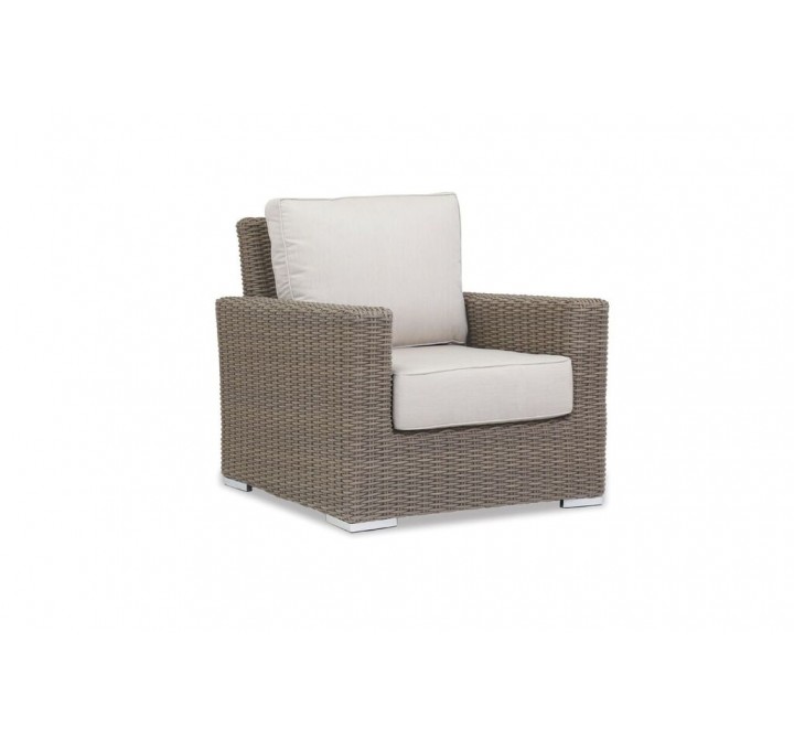 Coronado Wicker Club Chair With Cushions - Front and Back
