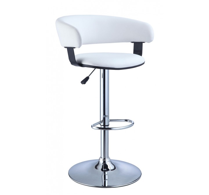 White Faux Leather Barrel & Chrome Adjustable Height Bar Stool