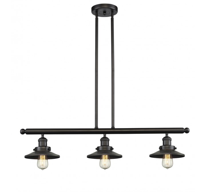 Metal Shade 3 Light Island Adjustable Stem Chandelier