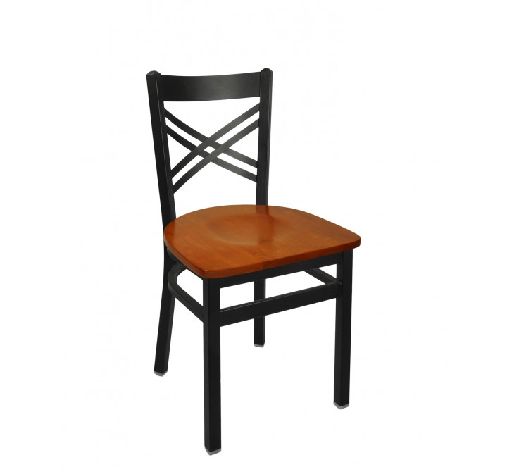 Akrin Cross Back Chair With Steel Frame And Sand Black Finish