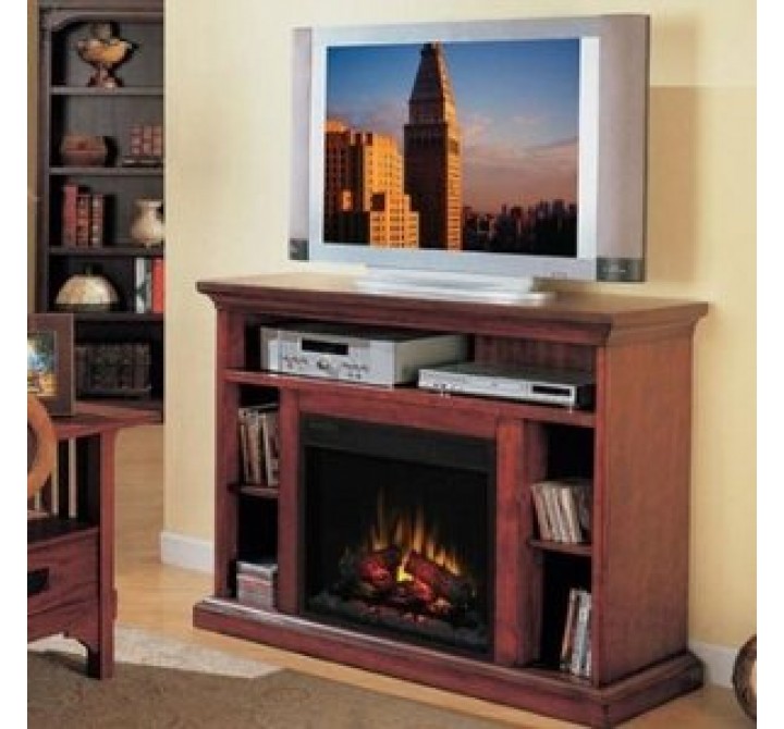 Fireside America Classic Flame Beverly 23" Premium Cherry Media Console Electric Fireplace Cabinet Mantel Package