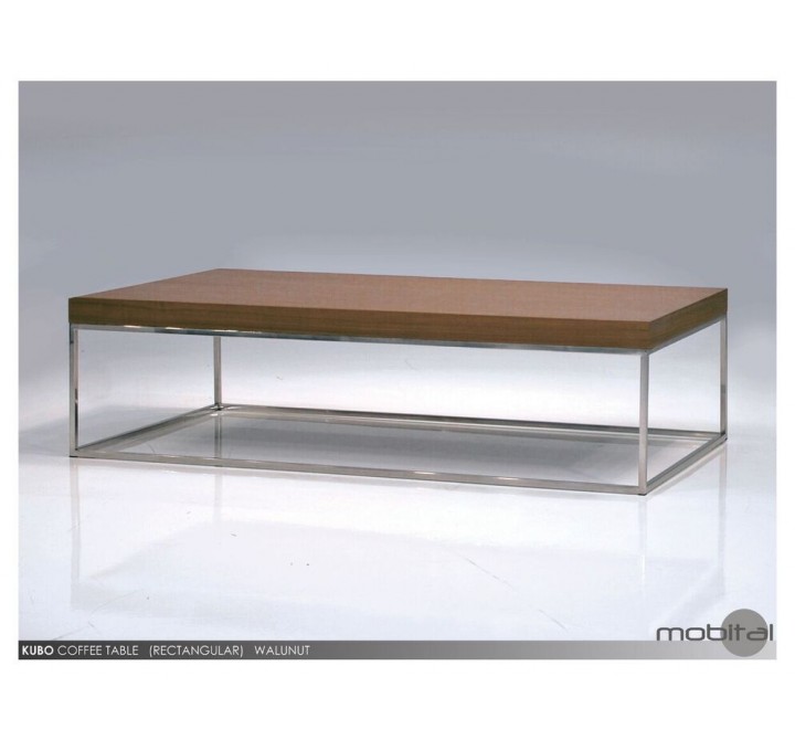 Kubo Rectangular Coffee Table Natural Walnut with Stainless Steel