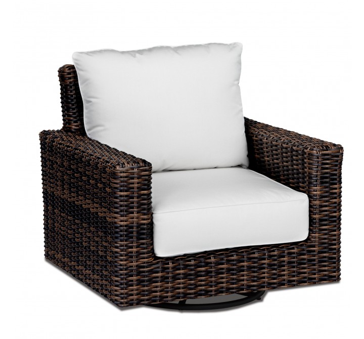 Montecito Wicker Swivel Rocker Club Chair With Cushions - White BG