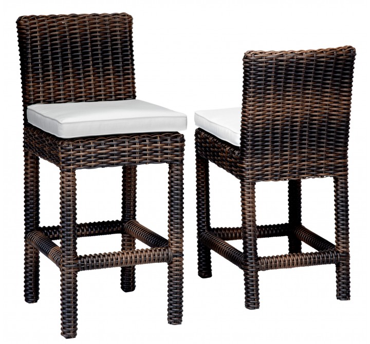 Montecito Wicker Barstool With Cushions In Canvas Cork