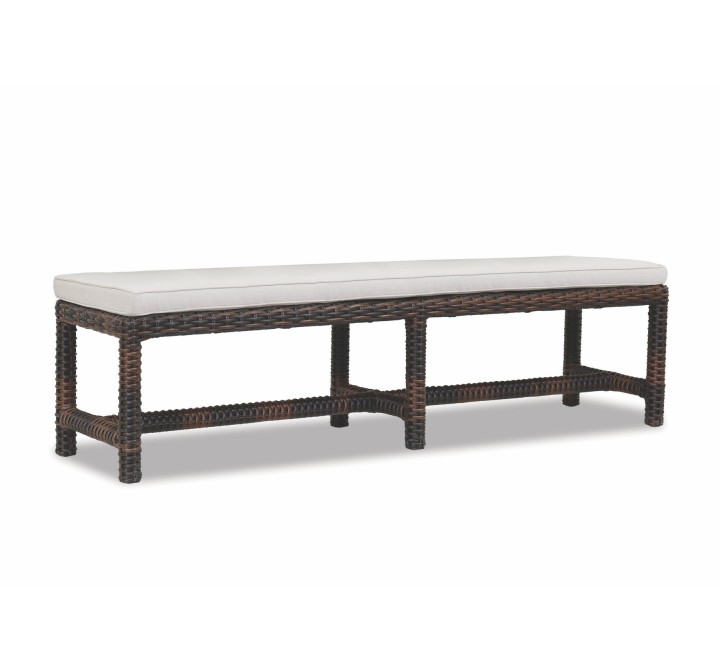 Montecito Dining Bench With Cushions in Canvas Flax With Self Welt
