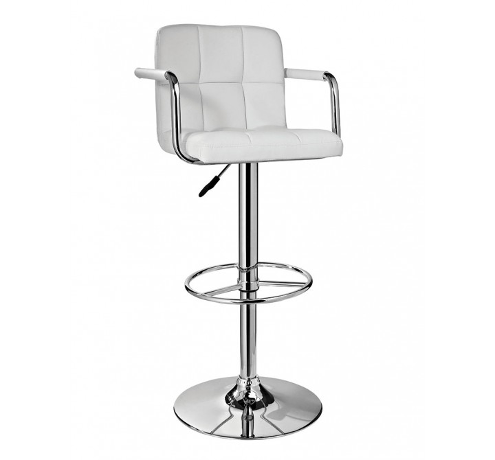 White and Chrome Quilted Barstool