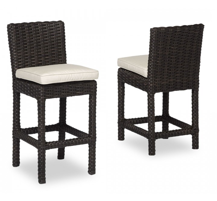 Cardiff Counter Stool With Cushions In Canvas Flax With Self Welt