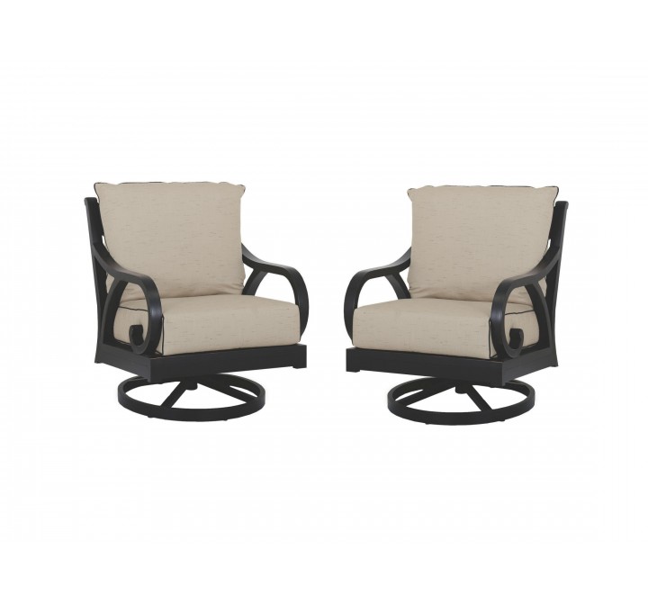 Monterey Wicker Swivel Rocker With Cushions - In Set