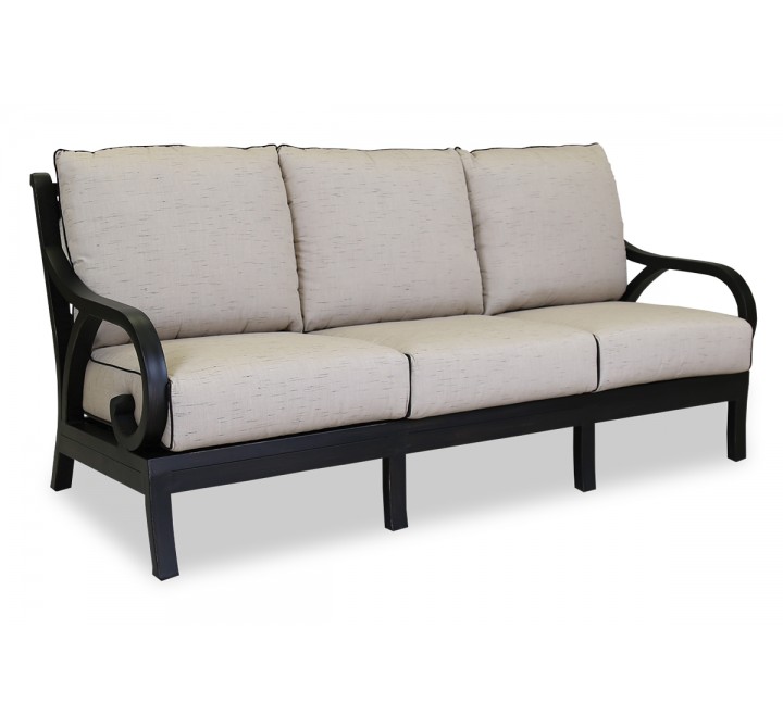 Monterey Sofa With Cushions In Frequency Sand With Canvas Walnut Welt