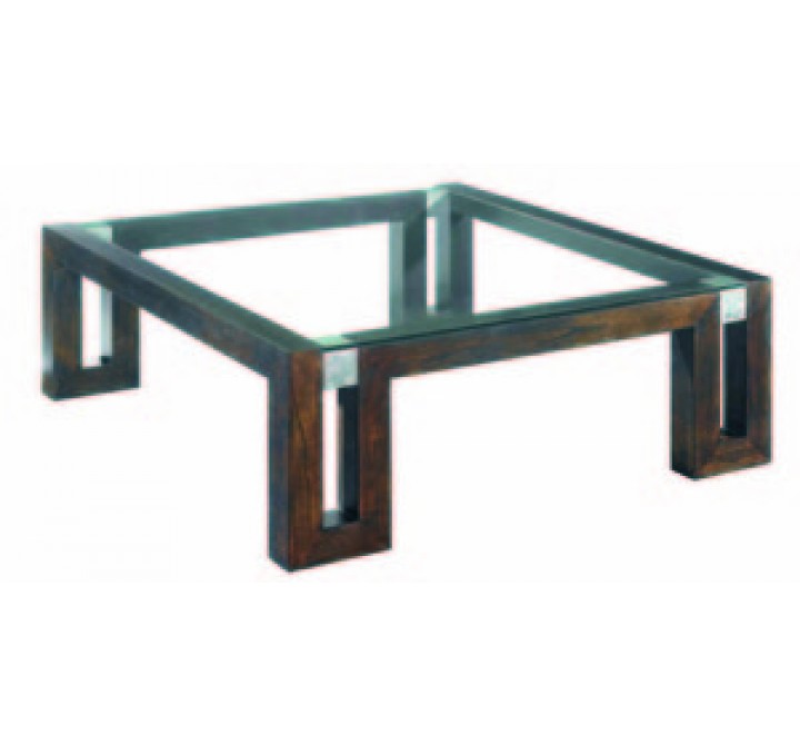 Allan Copley Designs Calligraphy Square Glass Top Cocktail Table