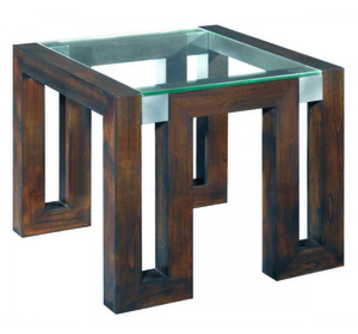 Allan Copley Designs Calligraphy Square Glass Top End Table