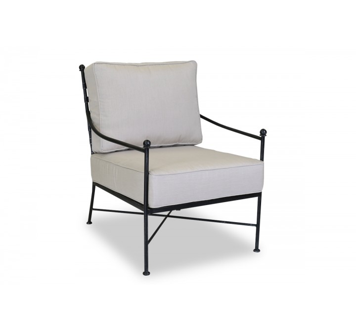 Provence Aluminum Club Chair With Cushions In Canvas Flax With Self Welt