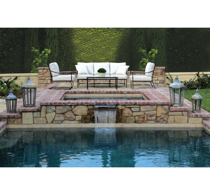 Provence Aluminum Sofa with Club Chairs and Coffee Table 