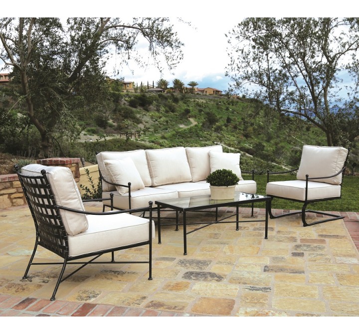 Provence Aluminum Sofa with Club Chair, Club Rocker and Coffee Table - Lifestyle