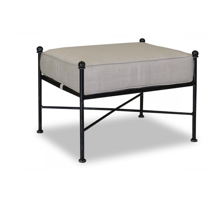 Provence Aluminum Ottoman With Cushions In Canvas Flax With Self Welt