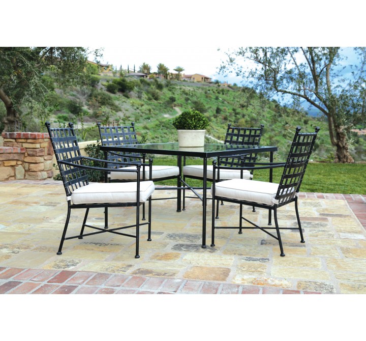 Sunset West Provence Aluminum Dining Chairs with Dining Table - Lifestyle