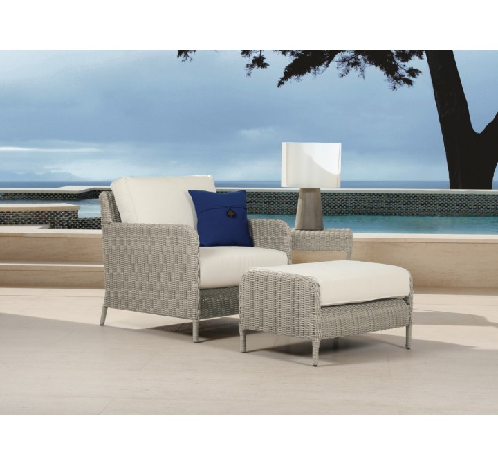 Manhattan Wicker Club Chair, Ottoman and End Table - Lifestyle