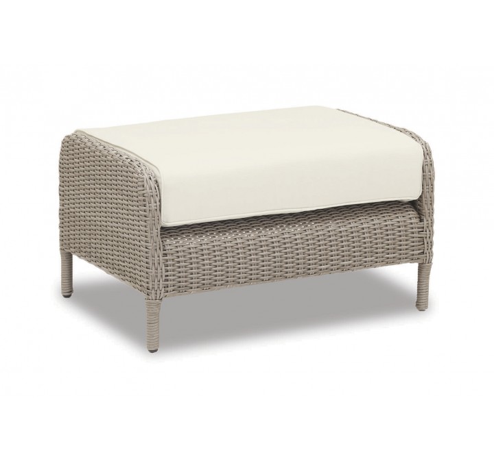 Manhattan Wicker Ottoman With Cushions In Linen Canvas With Self Welt 