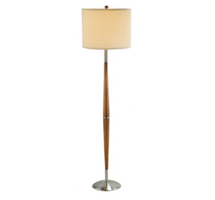 Adesso Hudson 61 Inch Elliptical Shaped Wooden Pole with Dark Maple Finish Floor Lamp with Shade