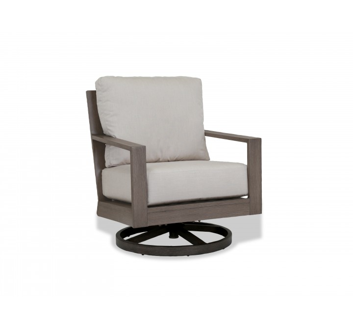 Sunset West Laguna Aluminum Swivel Club Rocker With Cushions In Canvas Flax