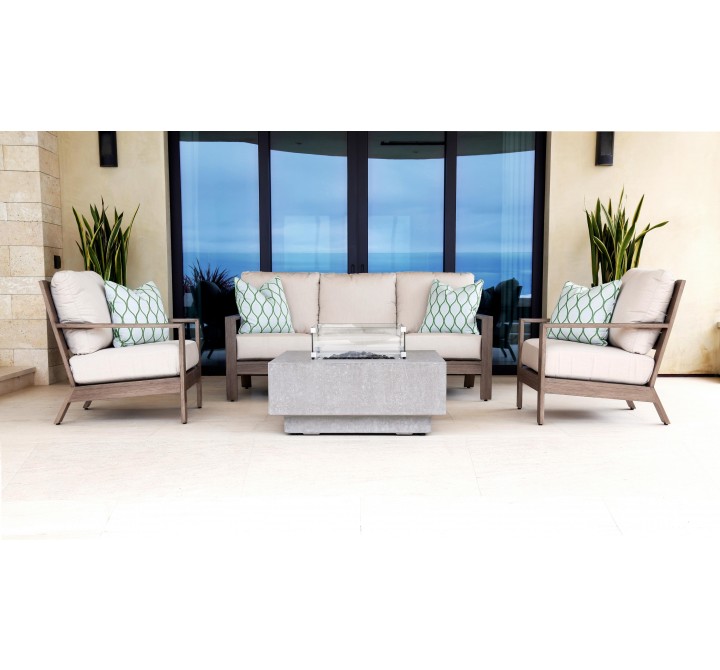 Laguna Aluminum Sofa With Cushions In Canvas Flax - Lifestyle Photo