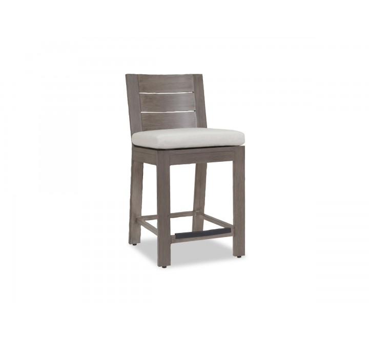Sunset West Laguna Aluminum Barstool With Cushions In Canvas Flax
