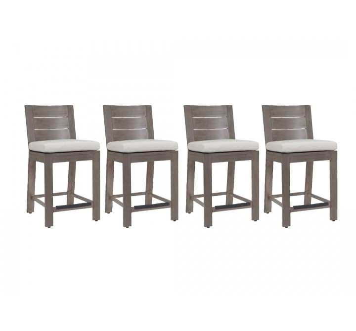 Laguna Counter Stool With Cushions In Canvas Flax - Set of 4