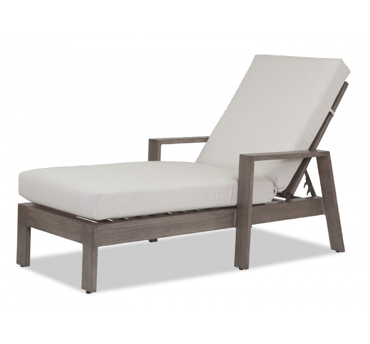 Laguna Aluminum Chaise Lounge With Cushions In Canvas Flax - White BG