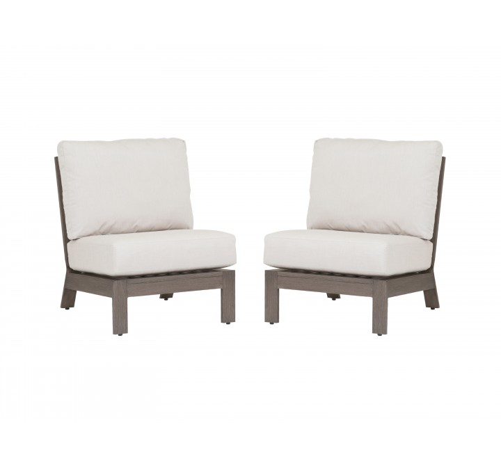 Laguna Aluminum Armless Club With Cushions In Canvas Flax - Set of 2