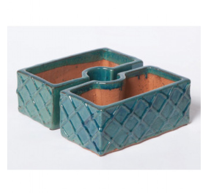 Alfresco Home Trellis Square Umbrella Planter - Atlantis Blue