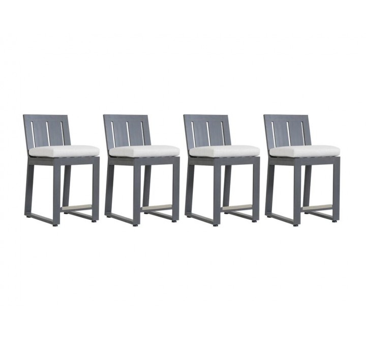 Redondo Barstool With Cushions In Cast Silver - Set of 4