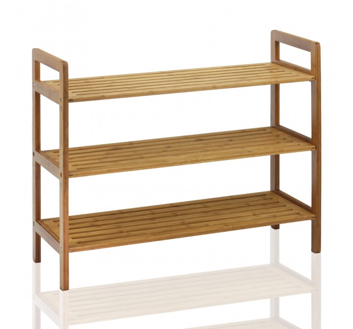 Oceanstar 3-Tier Bamboo Shoe Rack - Natural - Angled