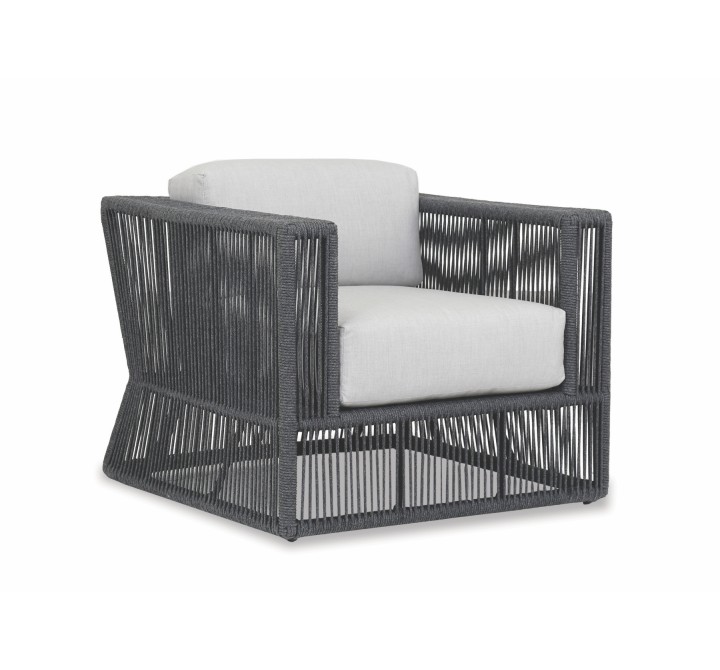 Milano Club Chair With Cushions In Echo Ash - Angled